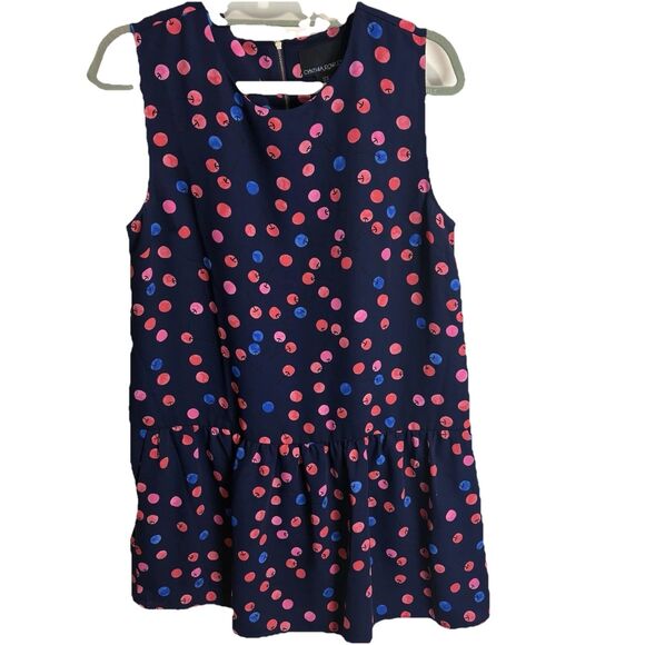 Cynthia Rowley Sleeveless Lightweight Cherry Print Drop Waist Dress Pockets 12 - Picture 1 of 8